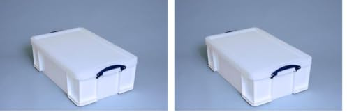 Really Useful Box Plastic Storage Box 50 Litre White Strong (Pack of 2)