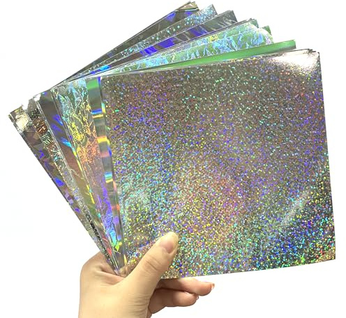 20 Sheets Holographic Coloured Card, Iridescent Fantasy Craft Paper, Glitter Card Stock with 10 Designs for Scrapbooing, Party Supplies, Greeting Cards, Coloured Paper and DIY Crafts