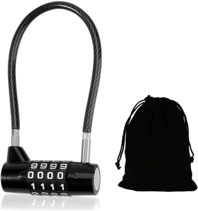 4 Digit Combination Padlock, Steel Cable Padlocks with Code for Long Shackle Small Handheld Outdoor Waterproof Lock, Waterproof & Durable for Door, Cabinet, Sheds, Lockers, Bike,Suitcase