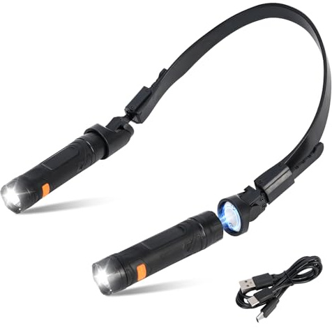 ABOHU Collo Lampada Luce da Lettura Ricaricabile, LED Luce per Lettura Libri, con USB Ricaricabile, Design Ergonomico Intorno al Collo Comodo e Flessibileper per Leggere, Studio, Viaggio, Campeggio