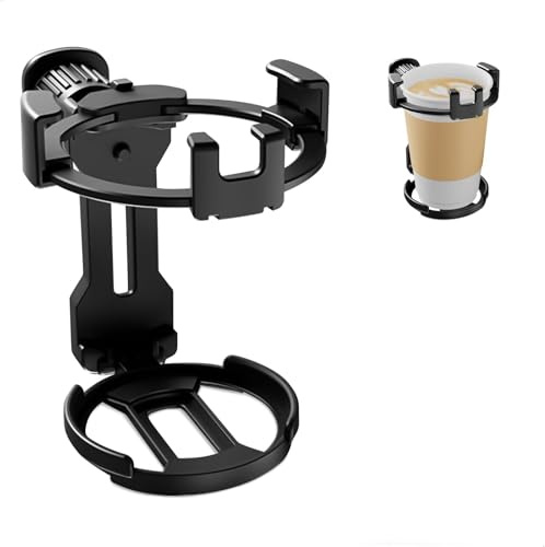 Gexuamz Porte-gobelet de voiture et support de téléphone portable 2 en 1 - Porte-gobelet pliable pour ventilation - Support universel pour smartphone et bouteilles - Noir