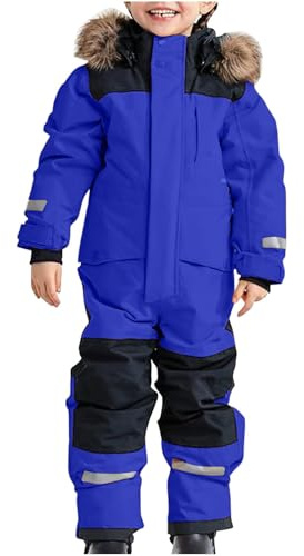Barn Utomhus Skiddräkt Småbarn Hel Snöoverall Vattentät Varm Snödräkt Vinter Baby Pojkar Flickor Overaller Blå 2 4-5 År