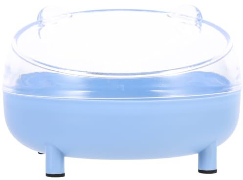 BELLIFFY Bañera para Hámster y Conejillos de Indias, Bañera Compacta de Plástico Transparente Azul, Caja de Arena para Baño Diario, Anti-Salpicaduras, Suministros para Mascotas Pequeñas
