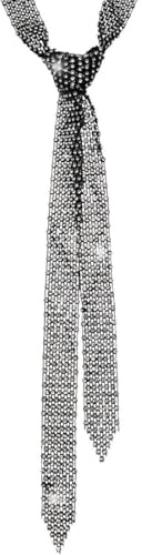 WUYJI Men's Neckties, 1 Cravatta nera da donna con strass, strass scintillanti, cravatta lunga e sottile con cristalli, adatta per camicie, feste, balli studenteschi, matrimoni e cosplay