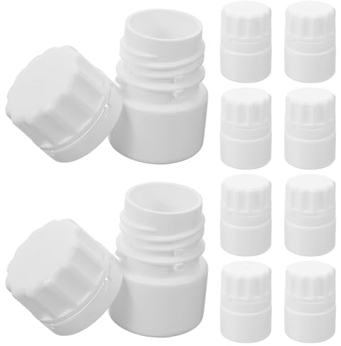 TEMPNAP Set da 10 Bottiglie Vuote Porta Tablet in Plastica Trasparente 20g con Tappo a Vite, Contenitore Rotondo Portatile per Compresse, Custodia per Viaggio e Conservazione Farmaci