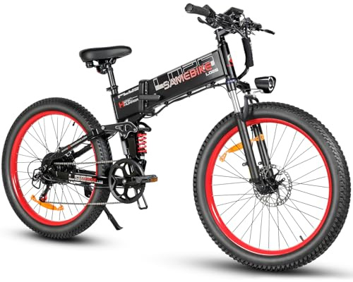 SAMEBIKE 26 Pulgadas Ebike Plegable 48V 15Ah batería Recargable Electric Mountain Bike Bicicleta eléctrica de 7 velocidades con Pantalla LCD y 250W Motor Bicicleta eléctrica Paseo(Negro)
