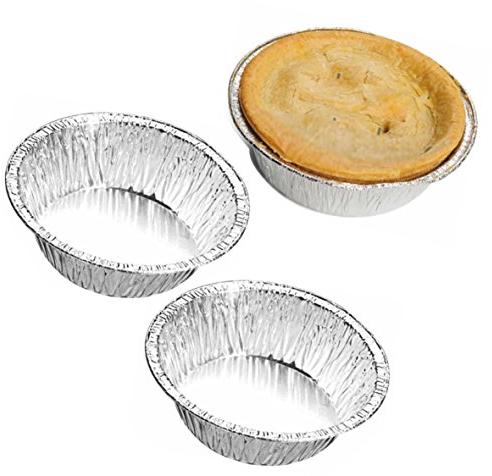 Delipak - Individual Foil Dishes 110 x 33mm Round Pie Dish Meat Fruit Pies Containers (50)