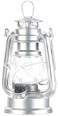 Lunartec Kleine Sturmlampe: Ultra helle Mini-LED-Sturmlampe, Batterie, 200lm, 3W, 8000 K, silbern (Elektrische Petroleumlampe, Lantern, Lampe batteriebetrieben)