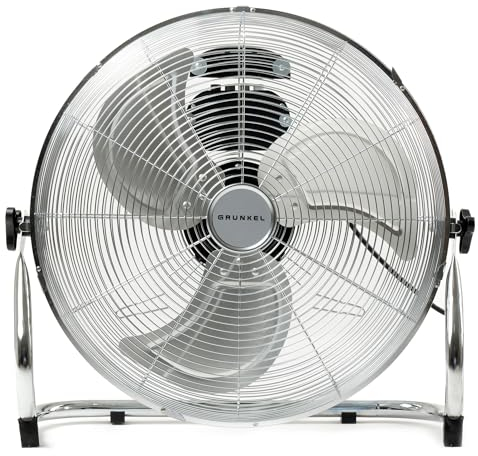 Grunkel - Ventilateur industriel de sol de 100 W et 45 cm de diamètre - MET-H18 industriel - Avec 3 vitesses différentes et angle d'inclinaison réglable