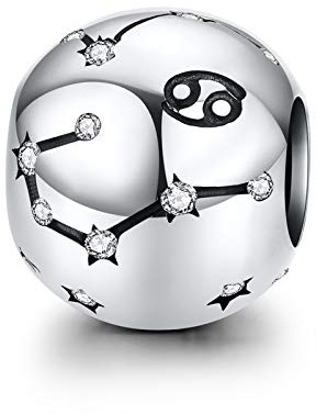 LaMenars - Charm in argento Sterling 925, con ciondolo a forma di costellazione, compatibile con braccialetti Pandora ed europei, regalo di compleanno significativo, Argento sterling, Zirconia cubica