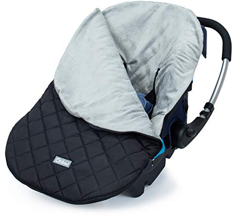 Orzbow Saco Grupo 0 Universal,Saco Capazo Bebe Invierno con Felpa Corta,Primavera Saco Cuco Bebe para Arnés de Seguridad de 3 y 5 Puntos,Otoño Saco Impermeable para Sillita del Coche (Negro)