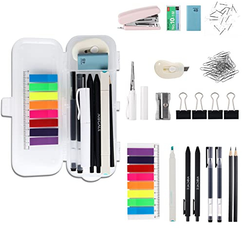 123 Pcs Office Supplies Kit with Desk Organizers, Office Stationery Set, Mini Office Supply Kit Includes Stapler, Paper Clips, Push Pins, Highlighters for Desktop Accessories Set, School Supplies