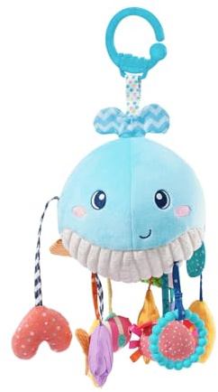 Jollybaby Plush Stuffed activity Pull String Hanging Toys for Stroller Car Seat Crib or Gym, Montessori Sensory Carseat Toy for Baby 0-3-6-12-18 Months, Whale toy for Infant Baby Boy Girl Gifts