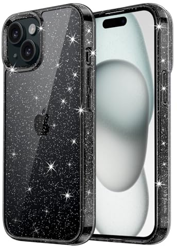 JETech Cover Glitter per iPhone 15, Nero
