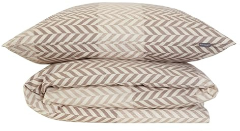 Schiesser Bettwäscheset Maribel | 2-teilig | Fischgrat | Renforcé | 100% Baumwolle | Oeko-Tex Zertifiziert | Reißverschluss | 135x200cm + 80x80cm | Taupe