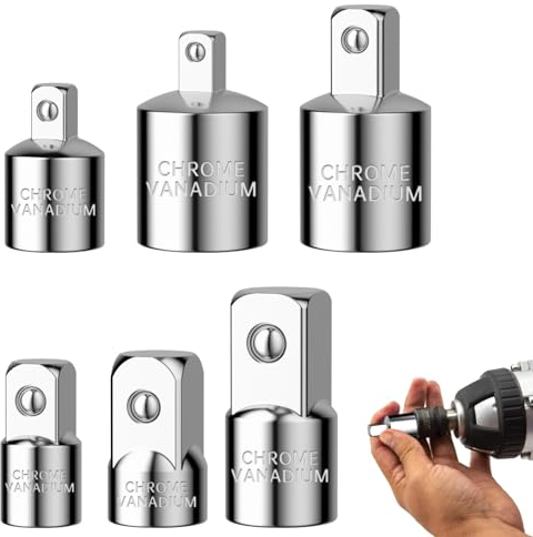 MOERDIFFER Juego de 4 adaptadores de vaso para carraca, adaptador de 1/4 a 3/8, 3/8 a 1/4, 3/8 a 1/2, 1/2 a 3/8, 1/2 a 1/4, 1/4 a 1/2 para llaves de carraca