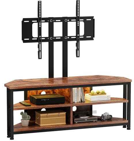 Dripex TV Eckschrank Lowboard mit Halterung und LED Beleuchtung Eckkommode Fernsehtisch Schrank (106cm mit Halterung)