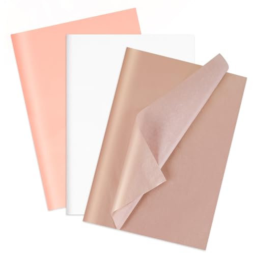 Larcenciel Papperspapper, 60 st flickigt pärlemorskimrande rosa silkespapper för omslagsgåvor och presentpåse, utsökt glitterpapper för födelsedag, bröllop, årsdag, hantverk, 50 x 35 cm