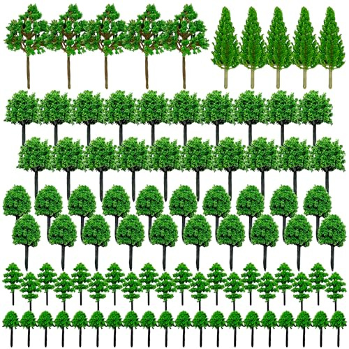 Cayway 90 Pz Alberi Modello, 3~7,5cm Modello Alberi in Miniatura Misto Treno Albero Alberi Scenari Ferroviario per Lo Scenario Fai da Te Paesaggio