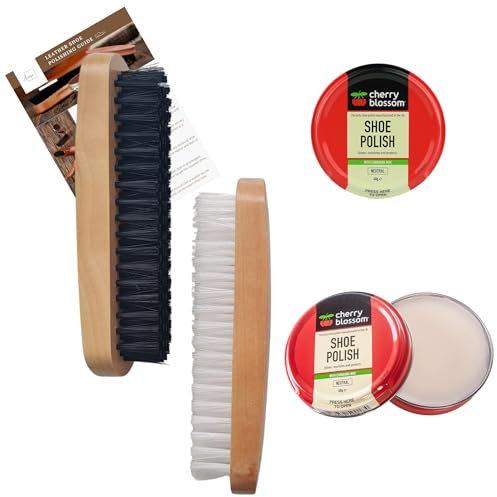 INESE Neutral Shoe Polish Kit, 2 Neutral Polishes, 2 Brushes