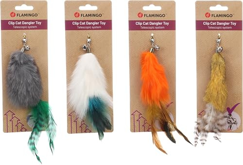 Jouet pour Chat - Flamingo Canne à pêche Mijs Accessoire pour Canne – Jouet en Peluche – Plumes – Clochette – 21 cm – Aucun Choix de Couleur Possible