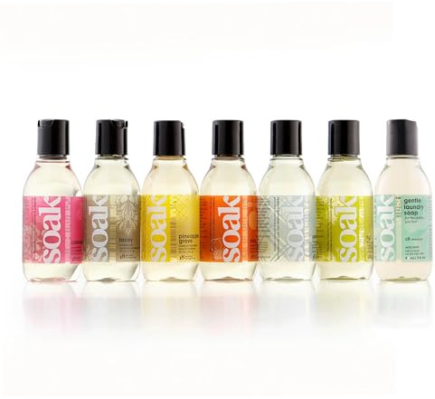 SOAK - Lessive pour linge délicat, Modern Laundry Care, respectueux de l'environnement, lot d'essai multipacks 6 x 90 ml