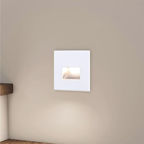 lambado® LED Treppenbeleuchtung Weiss 1,5W | 230V Unterputz Treppenlicht Treppenbeleuchtung Innen | Wandeinbauleuchte Beleuchtung für Treppen | Treppenstufenbeleuchtung Cut