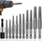 11PCS Bolt Extractor Set, 1/4 Screw Remover And Extractor Bit Set, Screw Extractor Set for Removing Broken Bolts Studs
