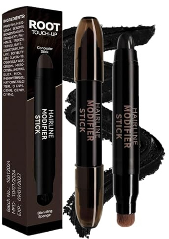 Hair Concealer Stick Black Root Touch Up–Quick Dry Grey Hair Cover Up,Natural HairDye Stick,Easy Root Touch Up Pen,HairMascara for RootColour Concealer,Portable White HairConcealer for Women &Men
