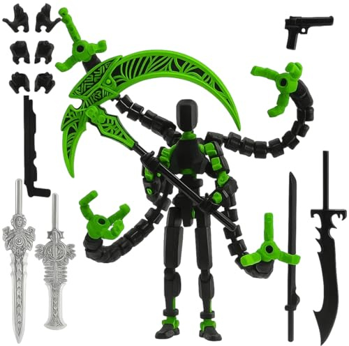 Action Figures, T13 Action Figure Assembly Completed, 3D Printed Dummy, Multi-Jointed Movable Robot Toys, Desk Decoration for Office and Home, Photography Prop, Gift for Collectors(Black Green)