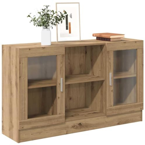 ACAGALA Vitrina de Cristal, Vitrina Coleccionable, aparador con Puertas de Cristal, 6 Compartimentos, Armario Multiusos para salón, Dormitorio, Roble Artesanal, 120 x 30,5 x 70 cm