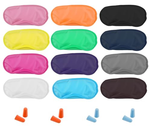 12 máscaras de sueño, 100% ocupantes para dormir laterales, diadema ultra suave, máscaras de viaje, 12 colores, comodidad transpirable, accesorio de noche y siesta, hombre y mujer, niño