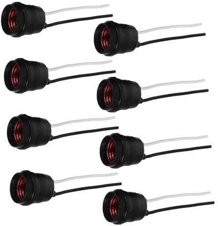 HOLIDYOYO 8 piezas Portalámparas Negro Resistente al Agua Unidades Base con Rosca para Bombillas Casquillo Estanco para Exterior Protección contra Humedad Apto para Jardín y Patio