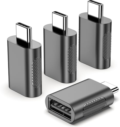POHFP USB C Adapter (4 Pack), Type C Male to USB Female Connector, USB 3.0 Female to Thunderbolt 4/3 Adapter Compatible with MacBook Pro, Chromebook, Surface Book, Cellphon and More Type C Devices