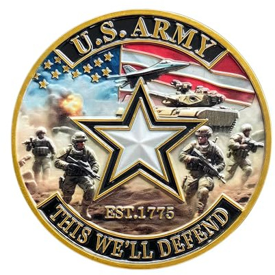 US Army Challenge Coin, 7 Army Core Values & This We'll Defend 3D Military Medallion, Patriotic Commemorative Coin, Appreciation Gift for Army Veteran, Soldier, Retirement, Graduation