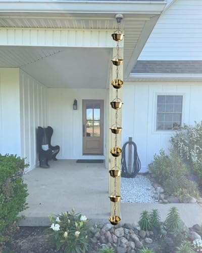 Regnfångarkedja I Koppar För Utomhusbruk, Takfotshängande Ornament, Utbyte Av Stuprör För Stuprör, Justerbar Längd För Regnavlopp,15m (5ft)
