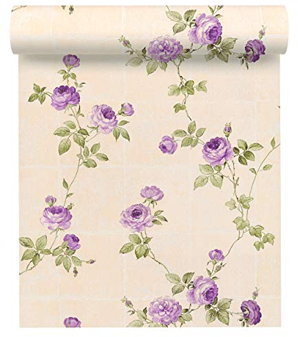 A.S. Création Vliestapete Chateau 5 Tapete mit Blumen floral 10,05 m x 0,53 m beige grün lila Made in Germany 345015 34501-5