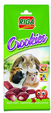 Riga - Crookies mit Apfel - Knusprige Kekse für Zwergkaninchen, Meerschweinchen und Kleinnager - Reich an Vitaminen und Omega 3 - 50 g