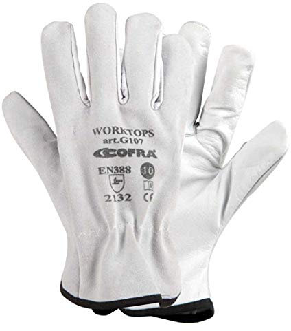 Cofra Profi Arbeitshandschuhe aus Rindspaltleder weiß Schutzhandschuhe Sicherheitshandschuhe Lederhandschuhe Worktops 8-11 (11)