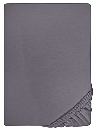 biberna 0077144 Feinjersey Spannbetttuch (Matratzenhöhe max. 12 cm), gekämmte Baumwolle, superweich 1x 60x120 cm > 70x140 cm silber/grau