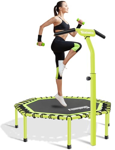 Gielmiy Trampolín de Fitness, 121.9 cm, silencioso, Mini trampolín elástico, rebotador, Entrenamiento cardiovascular para Adultos, Carga máxima de 150 kg