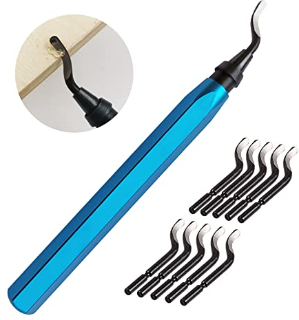 Strumento per sbavatura, sbavatore con 10 lame BS1010, impugnatura per sbavatura in metallo girevole a 360°, dispositivo di sbavatura in plastica rame alluminio, stampa 3D