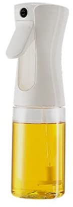 Botella pulverizadora de aceite de 200 ml, dispensador de vinagre y espray para asar, aceite de oliva, material PET para cocina, cocina, ensalada, pan, hornear, asar (blanco)