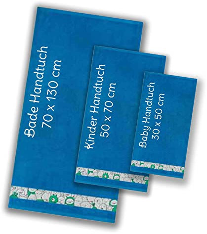 ZWOLTEX Handtuch mit Motiven für Kinder Jugendliche I Badetuch Kind | kleines Handtuch | Erstausstattung Baby | Kleinkind | Ägyptische Baumwolle I Made IN EU I SLAMES - Blau (30x50 + 50x70 + 70x130)