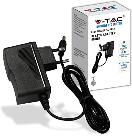 V-TAC Adaptador de Corriente 12V 18W 1,5A - Fuente de Alimentación para Cámaras, Tiras LED, Módems - Transformador 12V Doméstico para Pantallas, Equipos Electrónicos - Entrada AC 100-240V