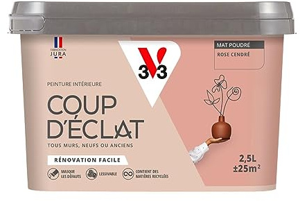 V33 Peinture murale intérieure Coup d'Éclat® Rose cendré Mat Poudré 2,5L