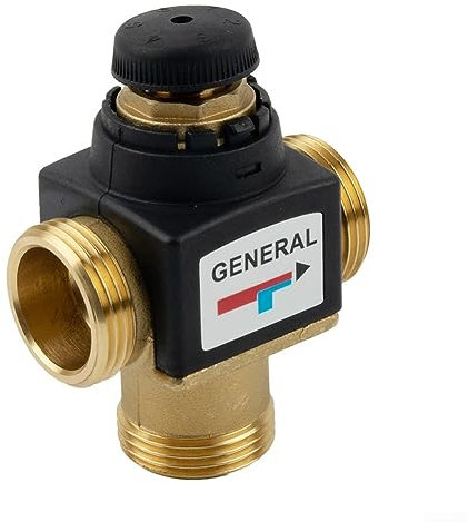 Válvula de latón, DN25 Válvula mezcladora termostática de 3 vías 35-60 ° C Rosca macho Válvulas de mezcla caliente y fría para calentador de agua solar