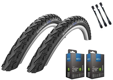 2er Set Schwalbe Fahrradreifen Land Cruiser 28 Zoll (42-622) auswählbar mit Schläuchen + 3 Metall Reifenheber E Bike (28x1,60 Zoll (42-622), AV-Ventil Schläuche)