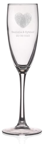 Wanapix | Copa de Cava Personalizada | Con Nombre o Texto | Copa de Champagne Cristal Grabada a Láser | Regalo Original Boda/Aniversario/San Valentín | 20cl.| Nombres y Fecha | Love Floral