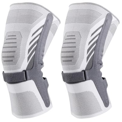 1 paio di ginocchiere sportive, maniche a compressione al ginocchio traspirante antiscivolo con fascia di fissaggio regolabile e stabilizzatori laterali per corsa a piedi, sollevamento pesi, sollievo